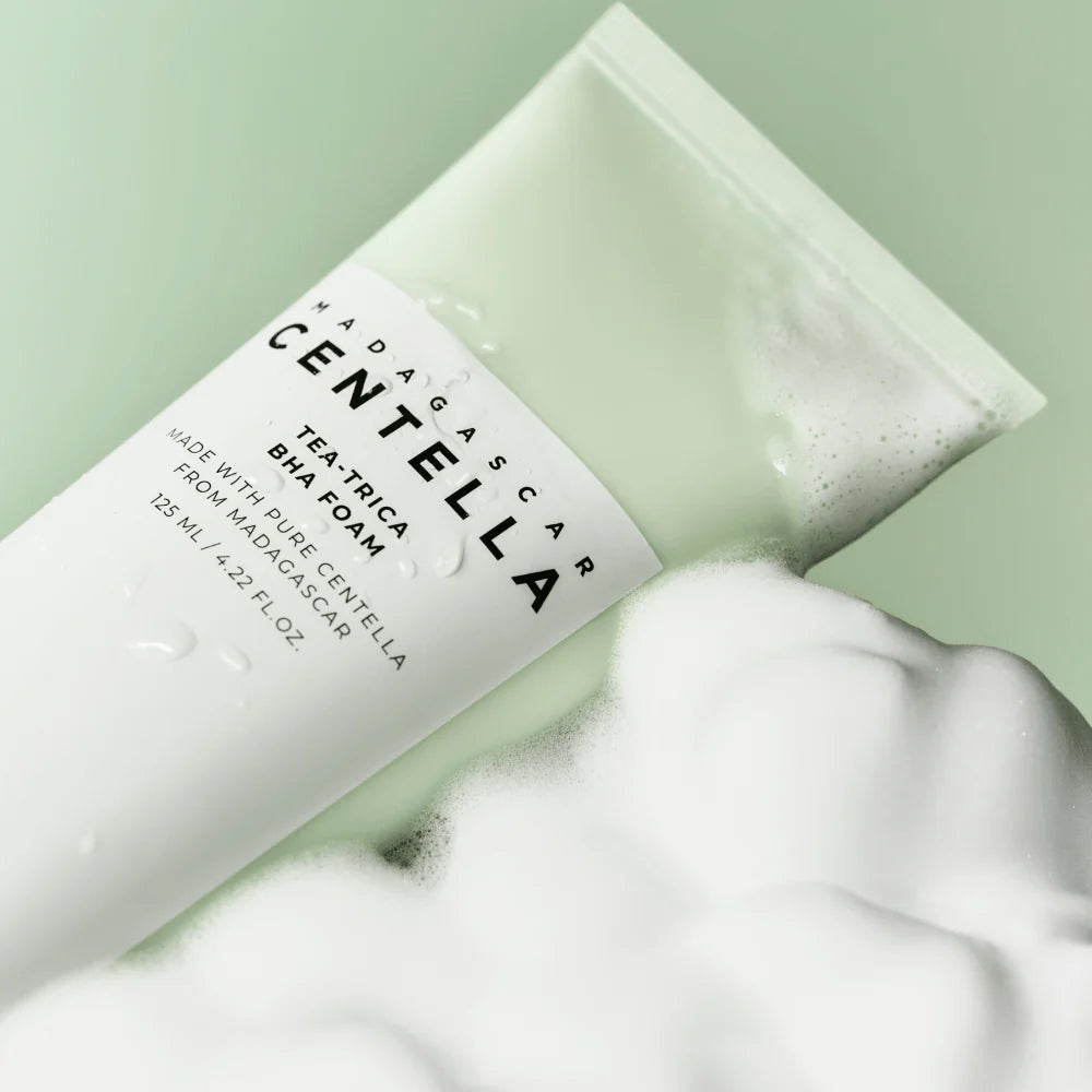 Madagascar Centella Tea-Trica BHA Foam 4.22 fl.oz, 125ml, Professional Cleansing Care and Relief to Acne-Prone Skin